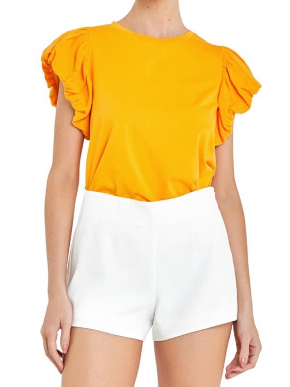 English Factory | Mixed Media Top | Orange Yellow | Large | NWT